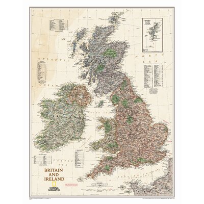Britain and Ireland Executive Wall Map (tubed) National Geographic Maps